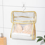 Home Wall Mounted Transparent Underwear Storage Bag, Golden Edge (Small), Golden Edge (Large), Silver Edge (Small)