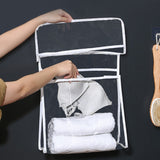 Home Wall Mounted Transparent Underwear Storage Bag, Golden Edge (Small), Golden Edge (Large), Silver Edge (Small)