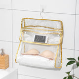 Home Wall Mounted Transparent Underwear Storage Bag, Golden Edge (Small), Golden Edge (Large), Silver Edge (Small)