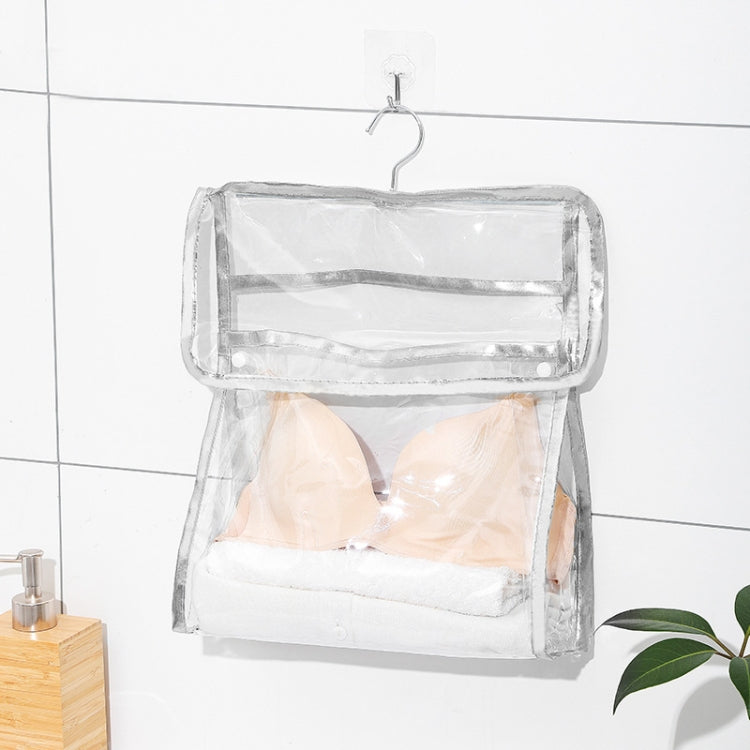 Home Wall Mounted Transparent Underwear Storage Bag, Golden Edge (Small), Golden Edge (Large), Silver Edge (Small)