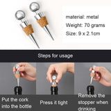 2 PCS Metal Cork Red Wine Stoppers Synthetic Wood Wine Corks, Metal Cork Wine Corks
