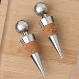 2 PCS Metal Cork Red Wine Stoppers Synthetic Wood Wine Corks, Metal Cork Wine Corks