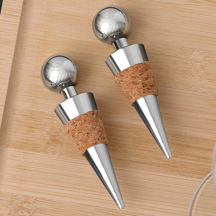 2 PCS Metal Cork Red Wine Stoppers Synthetic Wood Wine Corks, Metal Cork Wine Corks