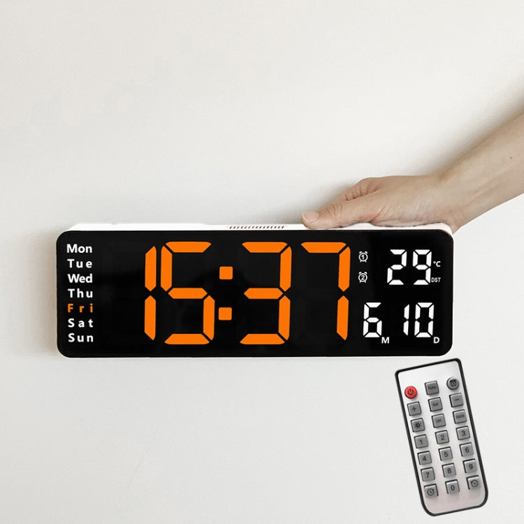 6629 13 Inch Multifunctional LED Living Room Large Screen Wall Clock, 13 Inch Black Shell Orange Light, 13 Inch Black Shell Green Light, 13 Inch Black Shell Red Light, 13 Inch White Shell Orange Light, 13 Inch White Shell Green Light                   ...