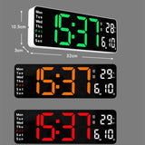 6629 13 Inch Multifunctional LED Living Room Large Screen Wall Clock, 13 Inch Black Shell Orange Light, 13 Inch Black Shell Green Light, 13 Inch Black Shell Red Light, 13 Inch White Shell Orange Light, 13 Inch White Shell Green Light                   ...