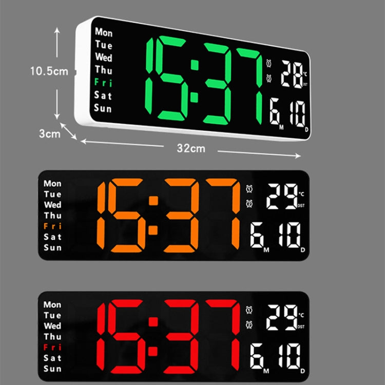 6629 13 Inch Multifunctional LED Living Room Large Screen Wall Clock, 13 Inch Black Shell Orange Light, 13 Inch Black Shell Green Light, 13 Inch Black Shell Red Light, 13 Inch White Shell Orange Light, 13 Inch White Shell Green Light                   ...