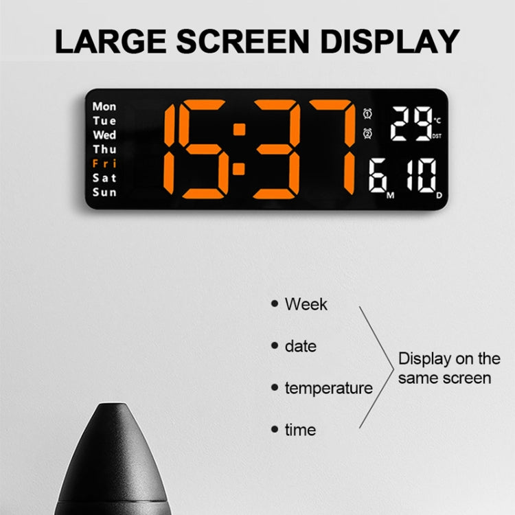 6629 13 Inch Multifunctional LED Living Room Large Screen Wall Clock, 13 Inch Black Shell Orange Light, 13 Inch Black Shell Green Light, 13 Inch Black Shell Red Light, 13 Inch White Shell Orange Light, 13 Inch White Shell Green Light                   ...