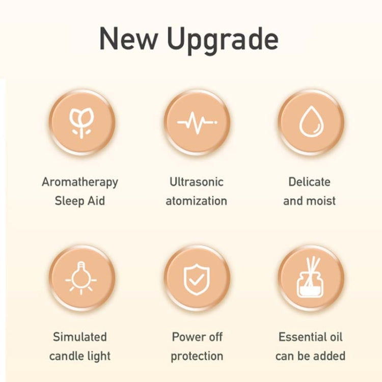 120ML Simulated Candlelight Aroma Diffuser USB Home Atmosphere Night Light Humidifier, DQ702 (Black), DQ702 (Beige), DQ702 (Pink)