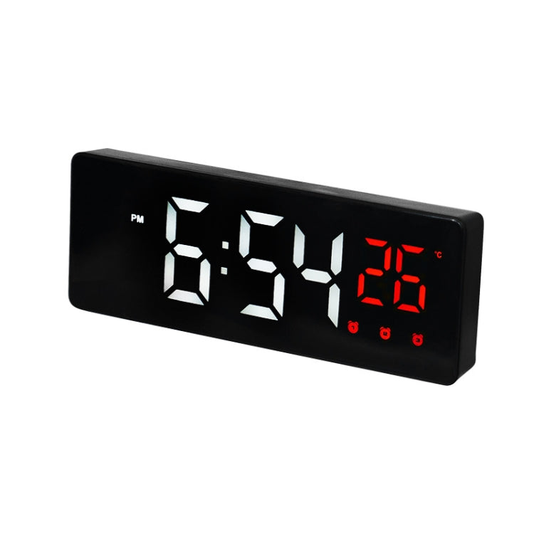 0715 Voice-activated LED Mute Date Temperature Display Electronic Clock, Black Surface Blue Light, Black Surface Green Light, Black Surface Red Light, White Shell Blue Light, White Shell Green Light, White Shell Red Light, Black Shell Blue Light       ... Black Surface Red Light