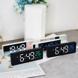 0715 Voice-activated LED Mute Date Temperature Display Electronic Clock, Black Surface Blue Light, Black Surface Green Light, Black Surface Red Light, White Shell Blue Light, White Shell Green Light, White Shell Red Light, Black Shell Blue Light       ...
