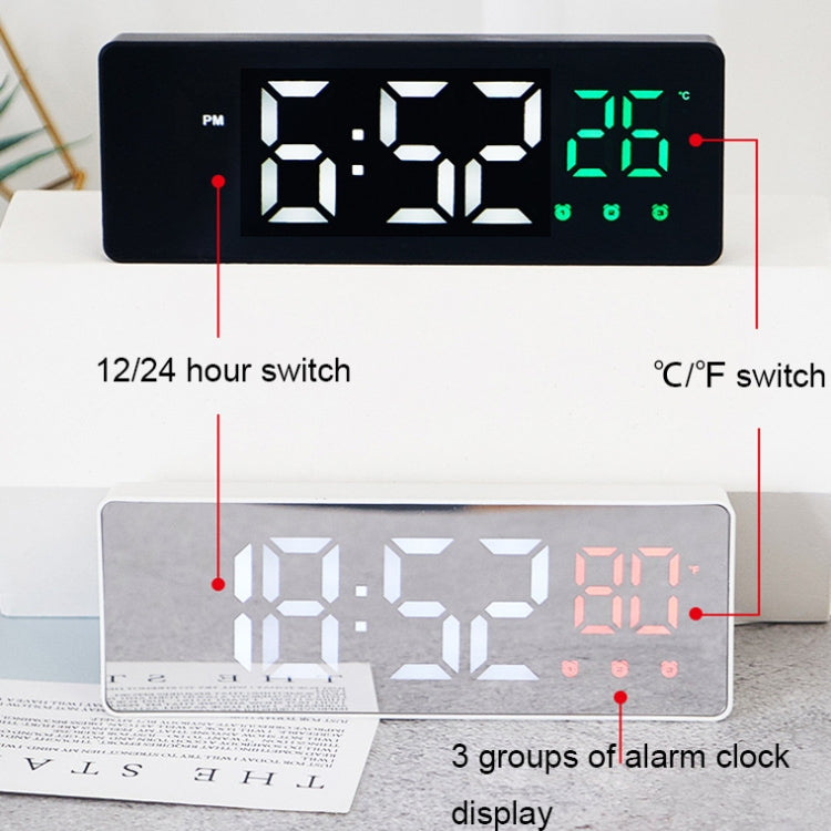 0715 Voice-activated LED Mute Date Temperature Display Electronic Clock, Black Surface Blue Light, Black Surface Green Light, Black Surface Red Light, White Shell Blue Light, White Shell Green Light, White Shell Red Light, Black Shell Blue Light       ...