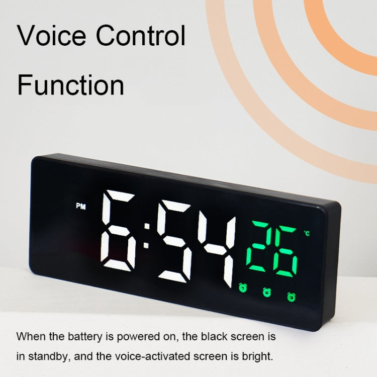 0715 Voice-activated LED Mute Date Temperature Display Electronic Clock, Black Surface Blue Light, Black Surface Green Light, Black Surface Red Light, White Shell Blue Light, White Shell Green Light, White Shell Red Light, Black Shell Blue Light       ...