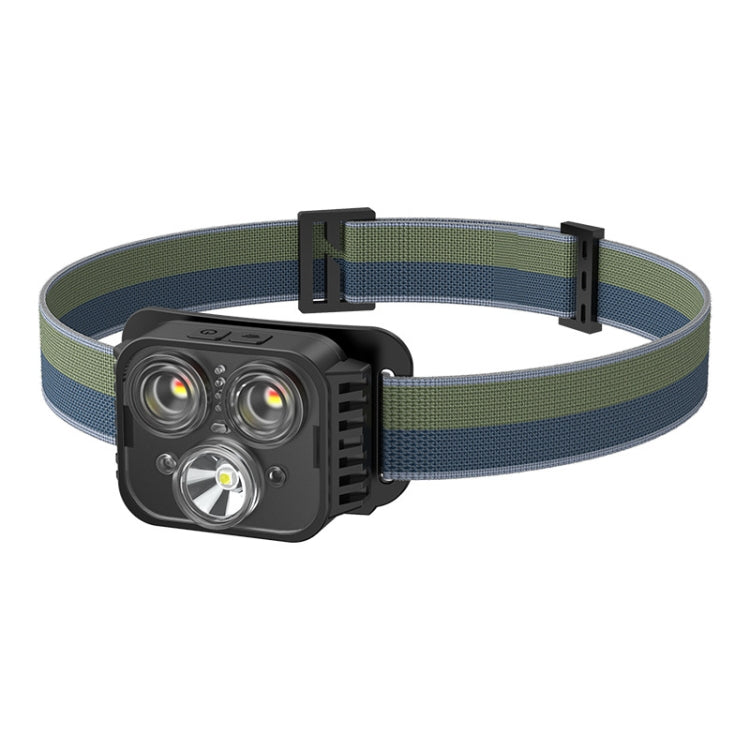 USB Charging Running Strong Bald Headlight Fishing Camping Waterproof Light, Style:, 3 Light Head, 5 Light Head 3 Light Head