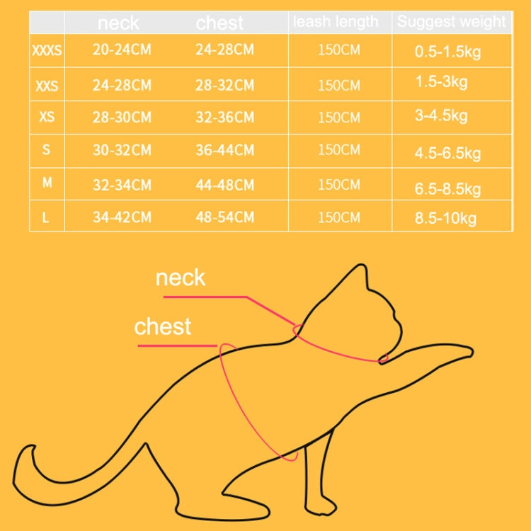 TM050 Pet Chest Strap Vest Type Breathable Reflective Traction Rope, XXXS, XXS, XS, S, M, L