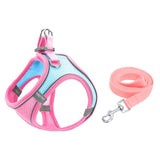TM050 Pet Chest Strap Vest Type Breathable Reflective Traction Rope, XXXS, XXS, XS, S, M, L XXS Blue Pink