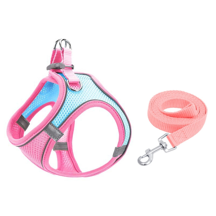 TM050 Pet Chest Strap Vest Type Breathable Reflective Traction Rope, XXXS, XXS, XS, S, M, L XS Blue Pink