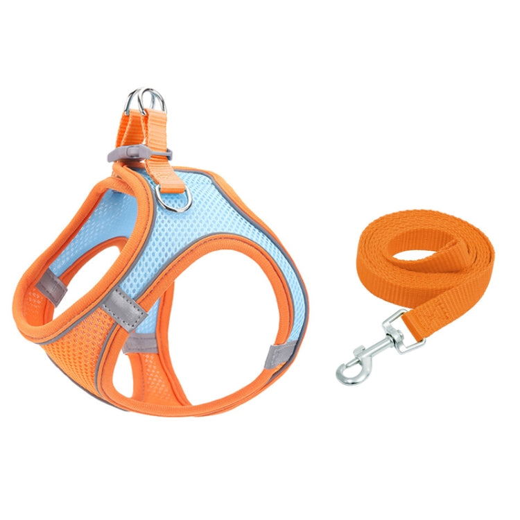 TM050 Pet Chest Strap Vest Type Breathable Reflective Traction Rope, XXXS, XXS, XS, S, M, L S Blue Orange