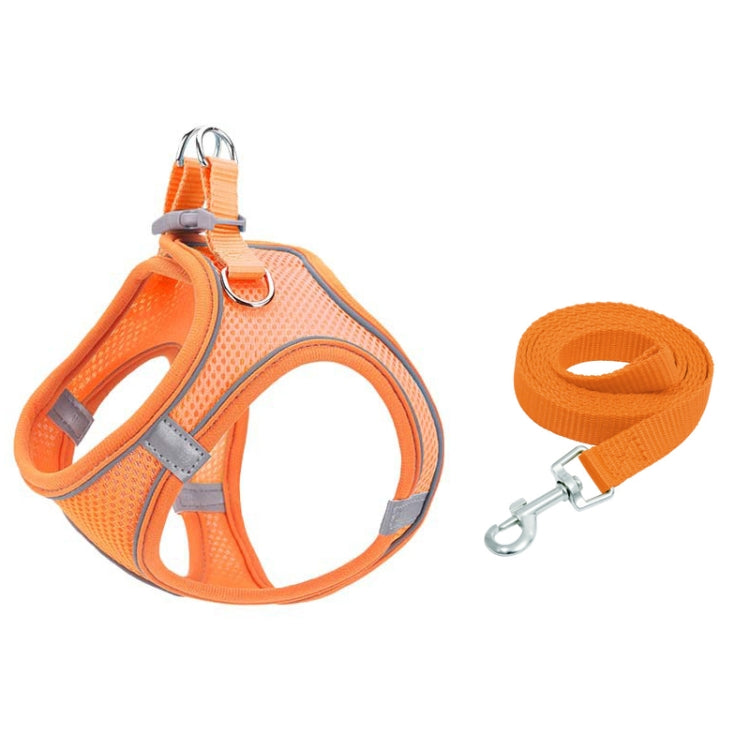 TM050 Pet Chest Strap Vest Type Breathable Reflective Traction Rope, XXXS, XXS, XS, S, M, L L Vitality Orange
