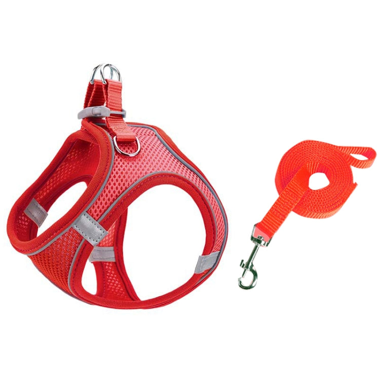 TM050 Pet Chest Strap Vest Type Breathable Reflective Traction Rope, XXXS, XXS, XS, S, M, L L Red