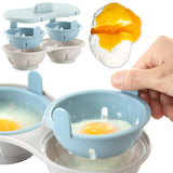 Two-compartment Steamed Egg Box Microwave Steamed Egg Plate Egg Mold, Egg Plate (Blue), Egg Plate (Orange)