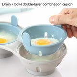 Two-compartment Steamed Egg Box Microwave Steamed Egg Plate Egg Mold, Egg Plate (Blue), Egg Plate (Orange)