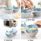 Two-compartment Steamed Egg Box Microwave Steamed Egg Plate Egg Mold, Egg Plate (Blue), Egg Plate (Orange)