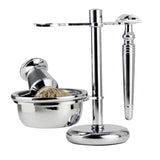 Men Manual Vintage Metal Shaver Stand Set