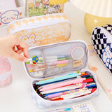 A22 Large-Capacity Cute Cartoon Pattern Pen Bag Stationery Storage Bag, Black, Pink, Yellow, Blue