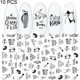 10 PCS Cartoon Heart Letters Comic Character Nail Art Sticker 3D Adhesive Nail Stickers, F106, F636, F637, F638, F639, F640 F638