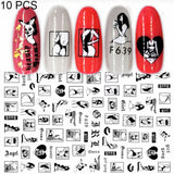 10 PCS Cartoon Heart Letters Comic Character Nail Art Sticker 3D Adhesive Nail Stickers, F106, F636, F637, F638, F639, F640 F639