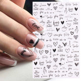 10 PCS Cartoon Heart Letters Comic Character Nail Art Sticker 3D Adhesive Nail Stickers, F106, F636, F637, F638, F639, F640