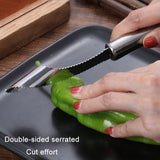 10 PCS Stainless Steel Pepper Seed Decator Fruit Kernel Knife, Round Handle, Diplonema Handle