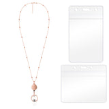 QD-2451 Multifunctional Metal Bead Chain Retractable Pulling Buckle ID Card Holder, Rose Gold, Silver, Black