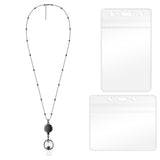 QD-2451 Multifunctional Metal Bead Chain Retractable Pulling Buckle ID Card Holder, Rose Gold, Silver, Black
