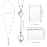 QD-2451 Multifunctional Metal Bead Chain Retractable Pulling Buckle ID Card Holder, Rose Gold, Silver, Black