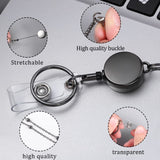 QD-2451 Multifunctional Metal Bead Chain Retractable Pulling Buckle ID Card Holder, Rose Gold, Silver, Black