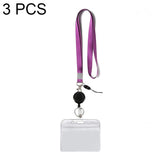 3 PCS TZ-003 Transparent PVC Horizontal ID Card Holder Badge, TZ-003(Purple), TZ-003(Gray) TZ-003(Purple) Horizontal Purple
