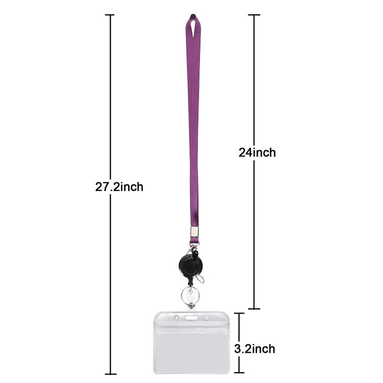 3 PCS TZ-003 Transparent PVC Horizontal ID Card Holder Badge, TZ-003(Purple), TZ-003(Gray)