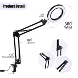 5X Magnifying Glass LED Folding Long Arm Clip Light Eye-protection USB Reading Lamp, Medium, Large