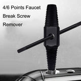 4 / 6 Points Faucet Break Screw Remover Smooth Silky Tooth Double-headed Screw Tool, Black