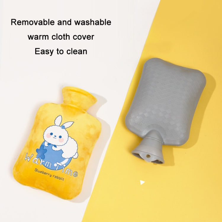 Cartoon Velvet Cover Thickened Explosion-Proof PVC Water-Filled Hot Water Bag, 500ML Milky White, 1000ML Milky White, 2000ML Milky White, 500ML Light Green, 1000ML Light Green, 2000ML Light Green, 500ML Yellow, 1000ML Yellow, 2000ML Yellow