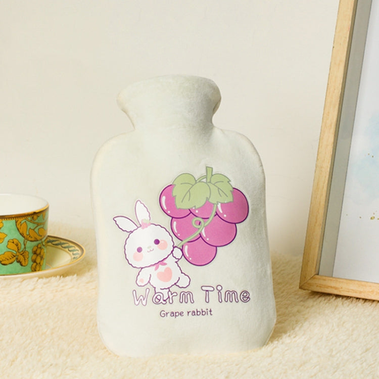 Cartoon Velvet Cover Thickened Explosion-Proof PVC Water-Filled Hot Water Bag, 500ML Milky White, 1000ML Milky White, 2000ML Milky White, 500ML Light Green, 1000ML Light Green, 2000ML Light Green, 500ML Yellow, 1000ML Yellow, 2000ML Yellow