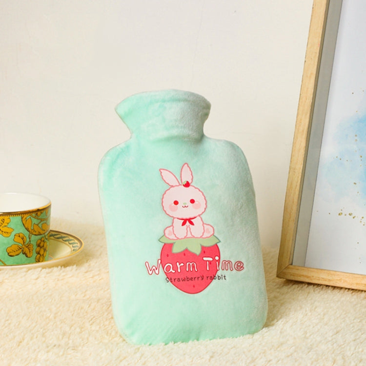Cartoon Velvet Cover Thickened Explosion-Proof PVC Water-Filled Hot Water Bag, 500ML Milky White, 1000ML Milky White, 2000ML Milky White, 500ML Light Green, 1000ML Light Green, 2000ML Light Green, 500ML Yellow, 1000ML Yellow, 2000ML Yellow