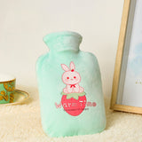 Cartoon Velvet Cover Thickened Explosion-Proof PVC Water-Filled Hot Water Bag, 500ML Milky White, 1000ML Milky White, 2000ML Milky White, 500ML Light Green, 1000ML Light Green, 2000ML Light Green, 500ML Yellow, 1000ML Yellow, 2000ML Yellow