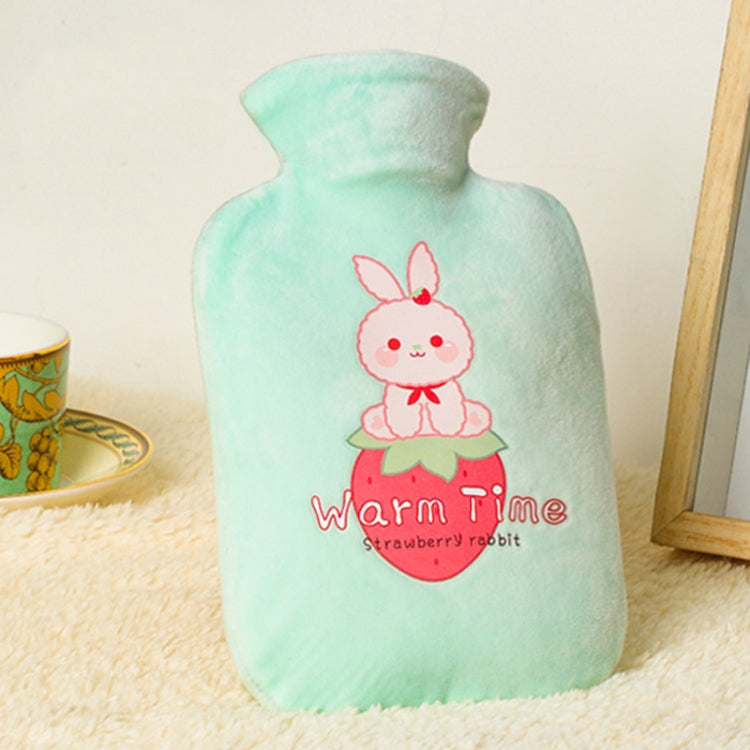 Cartoon Velvet Cover Thickened Explosion-Proof PVC Water-Filled Hot Water Bag, 500ML Milky White, 1000ML Milky White, 2000ML Milky White, 500ML Light Green, 1000ML Light Green, 2000ML Light Green, 500ML Yellow, 1000ML Yellow, 2000ML Yellow