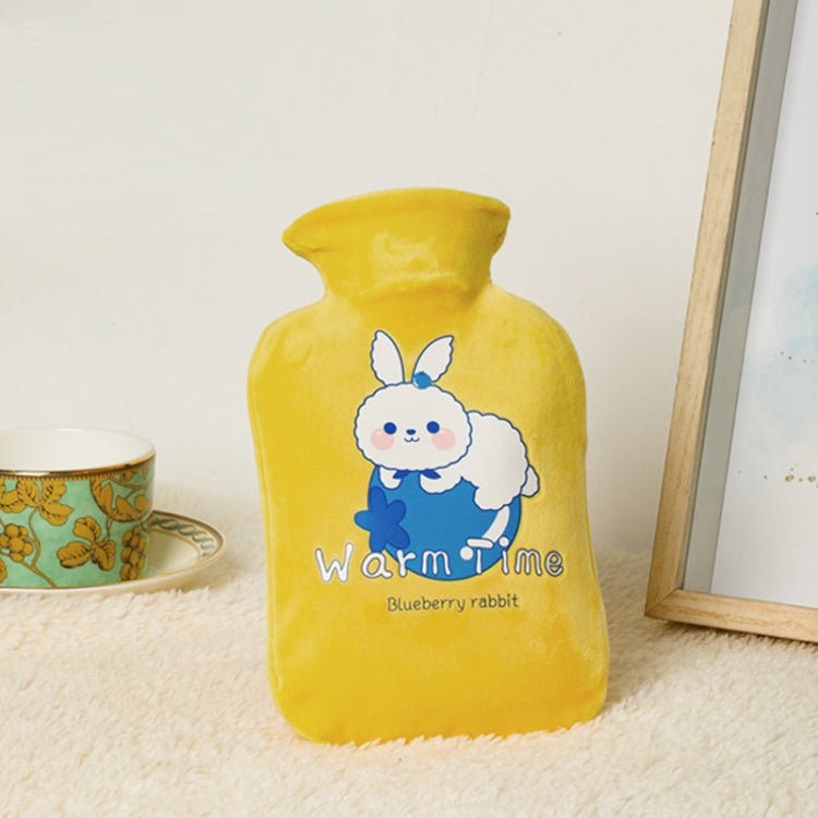 Cartoon Velvet Cover Thickened Explosion-Proof PVC Water-Filled Hot Water Bag, 500ML Milky White, 1000ML Milky White, 2000ML Milky White, 500ML Light Green, 1000ML Light Green, 2000ML Light Green, 500ML Yellow, 1000ML Yellow, 2000ML Yellow