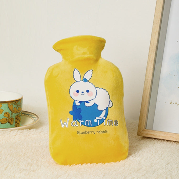 Cartoon Velvet Cover Thickened Explosion-Proof PVC Water-Filled Hot Water Bag, 500ML Milky White, 1000ML Milky White, 2000ML Milky White, 500ML Light Green, 1000ML Light Green, 2000ML Light Green, 500ML Yellow, 1000ML Yellow, 2000ML Yellow