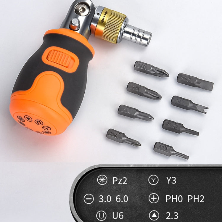 2050E 8 in 1 Portable Multifunctional S2 Batch Head Two-way Ratchet Screwdriver Set, 8 In 1 Orange, 8 In 1 Gray