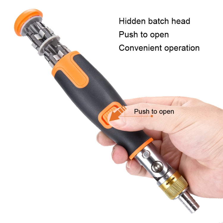 2050C Portable 10 In 1 Hidden Bits Multi-angle Ratchet Corner Screwdriver Set, 10 In 1 Orange, 10 In 1 Gray