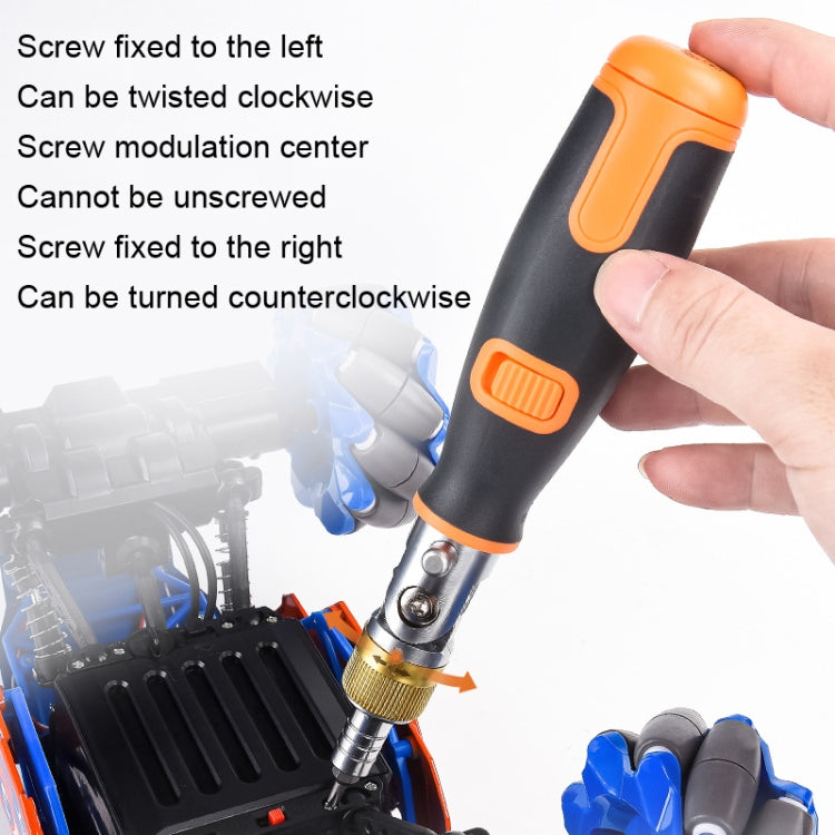 2050C Portable 10 In 1 Hidden Bits Multi-angle Ratchet Corner Screwdriver Set, 10 In 1 Orange, 10 In 1 Gray